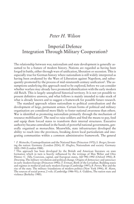 Peter H. Wilson Imperial Defence Integration Through Military