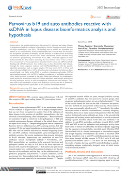 Parvovirus B19 and Auto Antibodies Reactive with Ssdna in Lupus Disease: Bioinformatics Analysis and Hypothesis