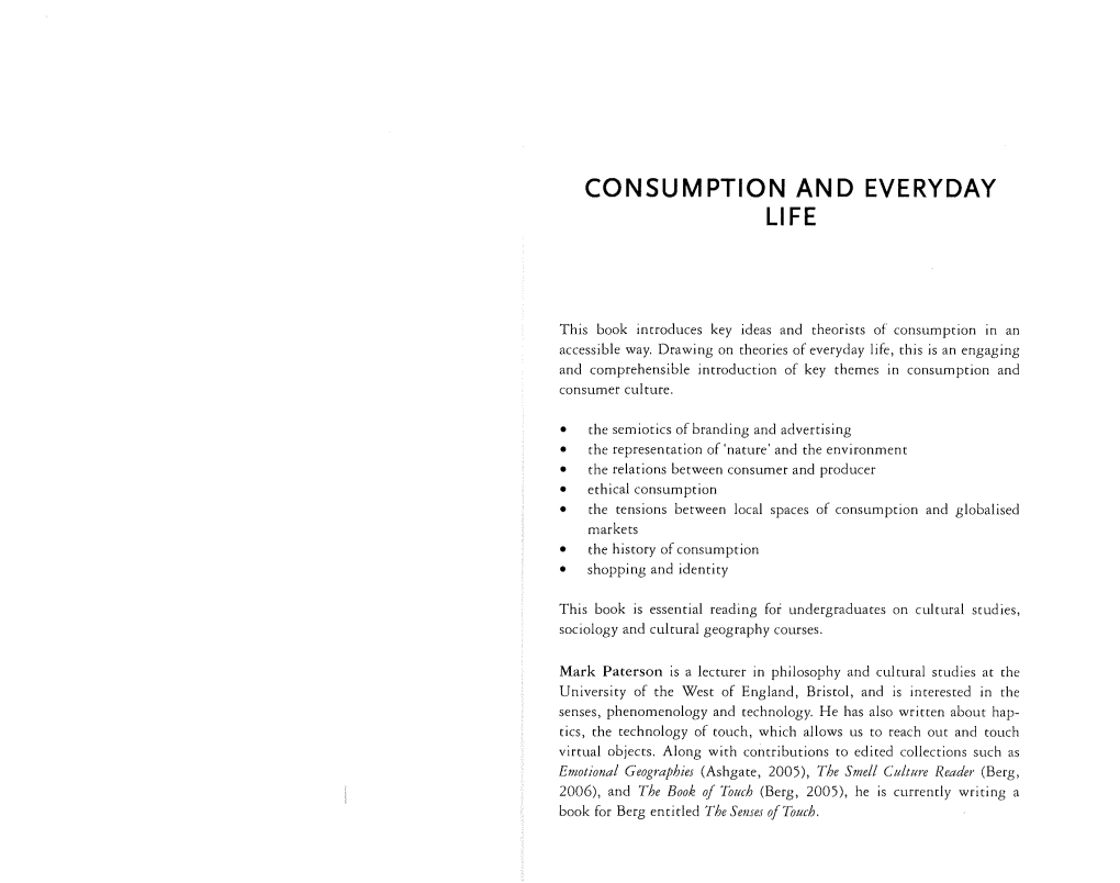 Consumption and Everyday Life