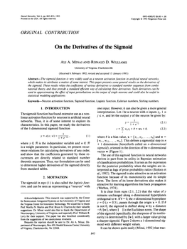 On the Derivatives of the Sigmoid