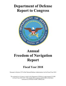 Department of Defense Report to Congress Annual Freedom of Navigation Report