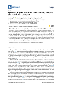 Synthesis, Crystal Structure, and Solubility Analysis of a Famotidine Cocrystal