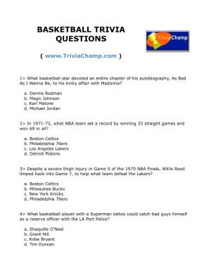 Basketball Trivia Questions