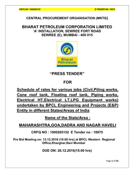 Bharat Petroleum Corporation Limited “Press