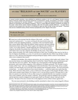 Religion of the South” and Slavery  Selections from 19Th-Century Slave Narratives