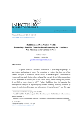 Buddhism and Non-Violent World: Examining a Buddhist Contribution to Promoting the Principle of Non-Violence and a Culture of Peace