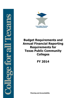 Budget Requirements and Annual Financial Reporting Requirements for Texas Public Community and Junior Colleges