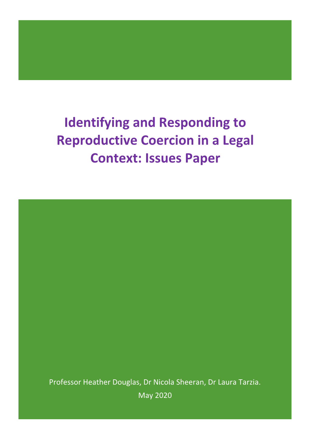 Identifying and Responding to Reproductive Coercion in a Legal Context: Issues Paper