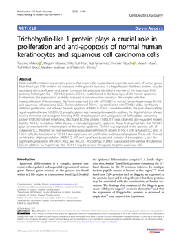 Trichohyalin-Like 1 Protein Plays a Crucial Role in Proliferation and Anti