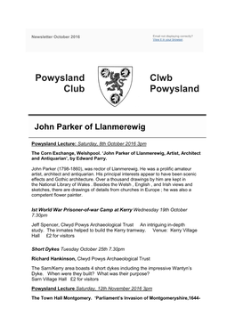 Powysland Club Clwb Powysland John Parker of Llanmerewig