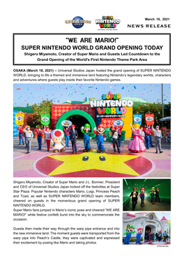 “We Are Mario!” Super Nintendo World Grand