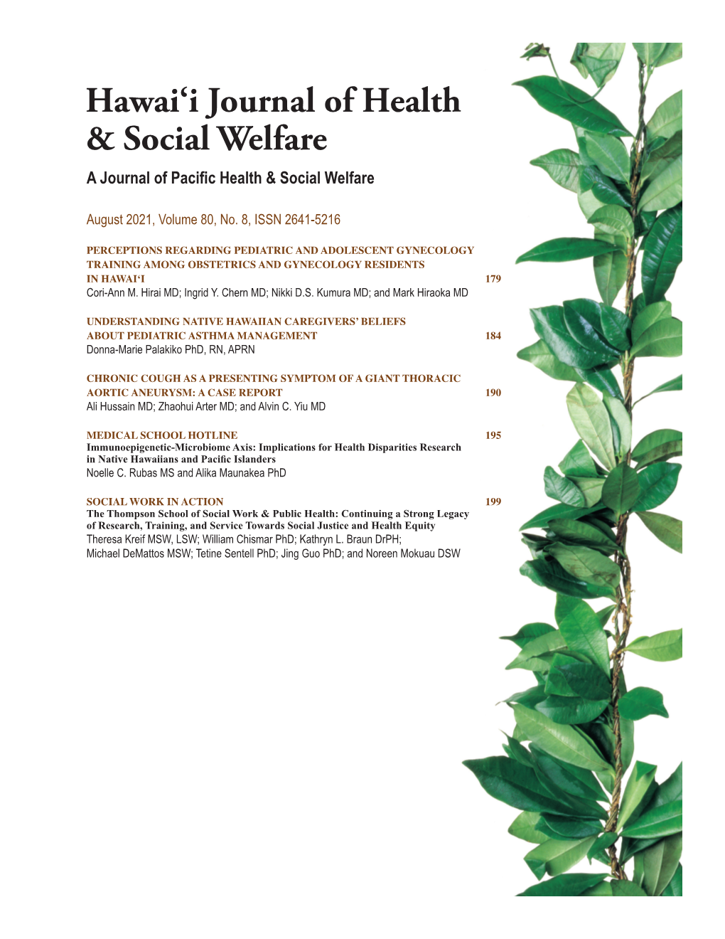 Hawai'i Journal of Health & Social Welfare