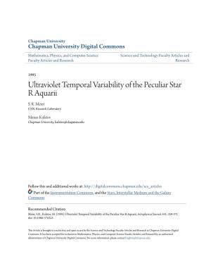 Ultraviolet Temporal Variability of the Peculiar Star R Aquarii S