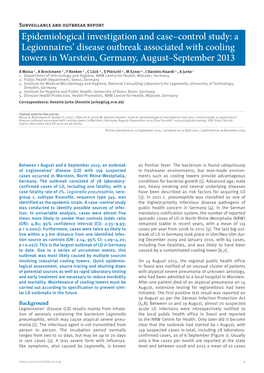 Epidemiological Investigation and Case–Control Study: a Legionnaires’ Disease Outbreak Associated with Cooling Towers in Warstein, Germany, August–September 2013