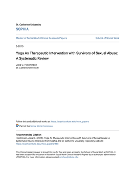 Yoga As Therapeutic Intervention with Survivors of Sexual Abuse: a Systematic Review