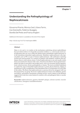 Understanding the Pathophysiology of Nephrocalcinosis