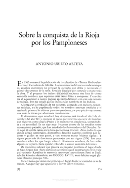 Sobre La Conquista De La Rioja Por Los Pamploneses