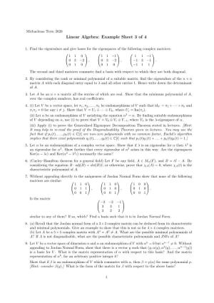 Linear Algebra: Example Sheet 3 of 4