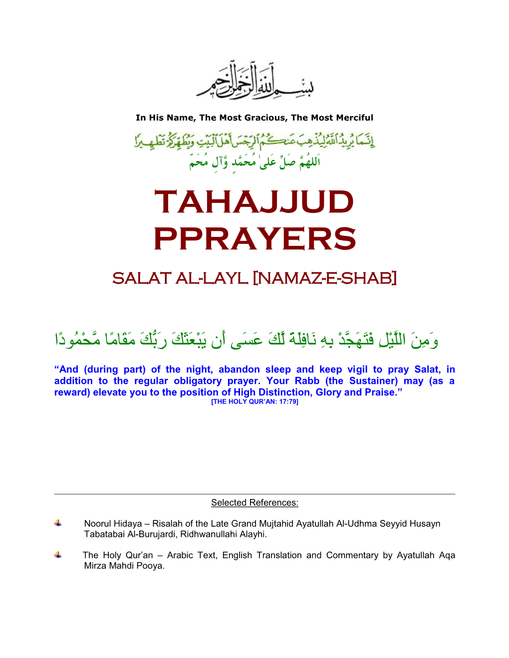 Tahajjud Pprayers Salat Al-Layl [Namaz-E-Shab]