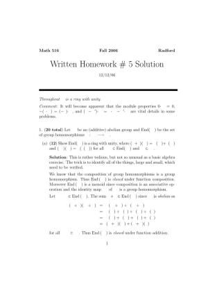 Written Homework # 5 Solution