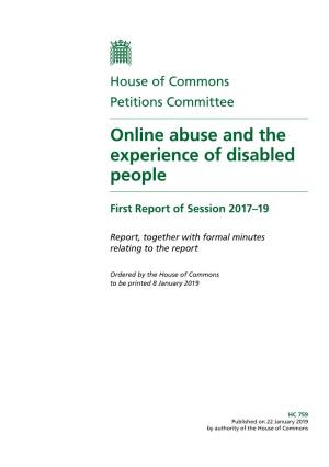 Online Abuse and the Experience of Disabled People
