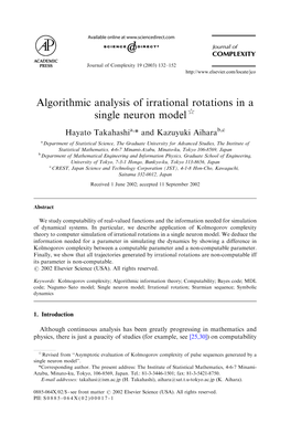Algorithmic Analysis of Irrational Rotations in a Single Neuron Model$