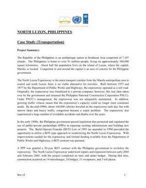 NORTH LUZON, PHILIPPINES Case Study (Transportation)