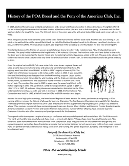 History of the POA Breed and the Pony of the Americas Club, Inc