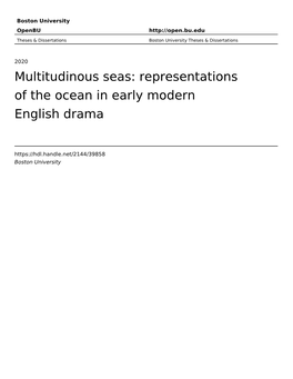 Representations of the Ocean in Early Modern English Drama