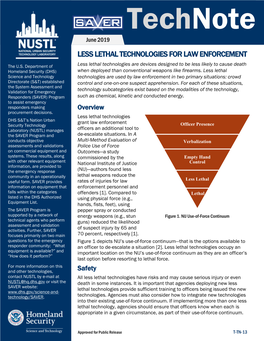 Less Lethal Technologies for Law Enforcement Technote, June 2019