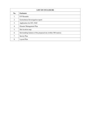 LIST of ENCLOSURE No. Enclosure 1. D P Remarks 2. Geotechnical Investigation Report 3