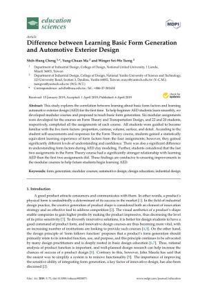 Difference Between Learning Basic Form Generation and Automotive Exterior Design