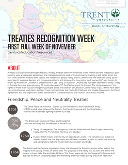 TREATIES RECOGNITION WEEK FIRST FULL WEEK of NOVEMBER Trentu.Ca/Education/Resources