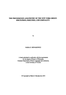 The Phenomenon and Poetry of the New York Group: Discourses, Disguises, and Liminality