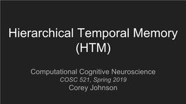 Hierarchical Temporal Memory (HTM)