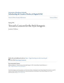 Toward a Lexicon for the Style Hongrois Jonathan D