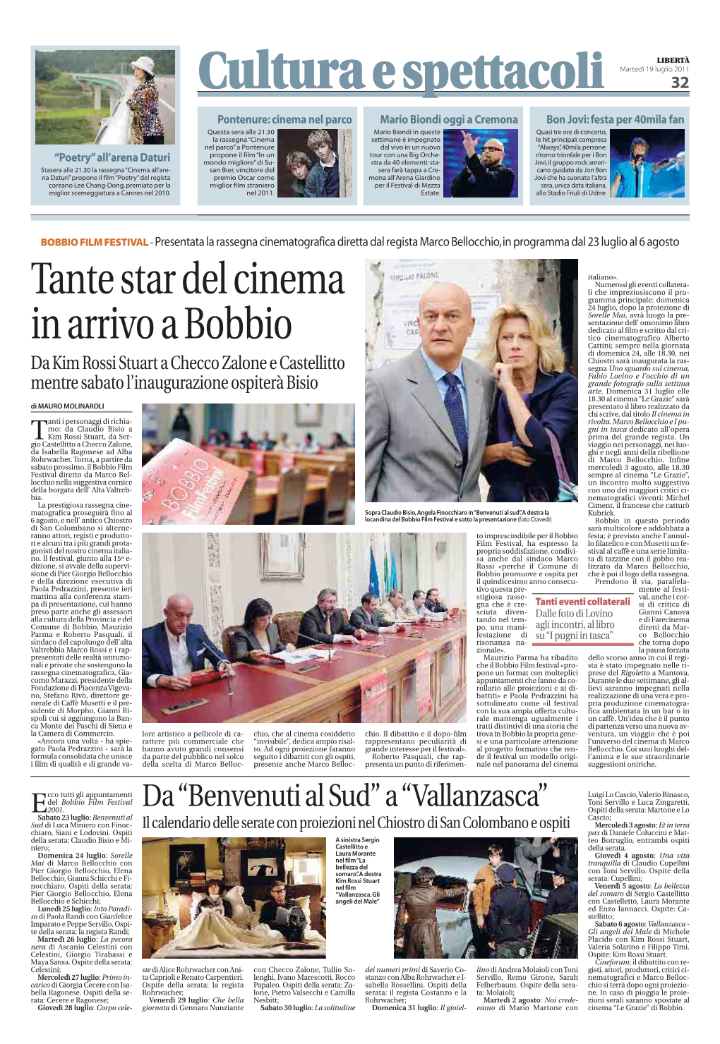 Tante Star Del Cinema in Arrivo a Bobbio