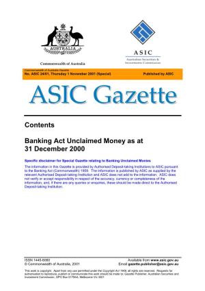 Commonwealth of Australia ASIC Gazette 24/01 Dated 1 November