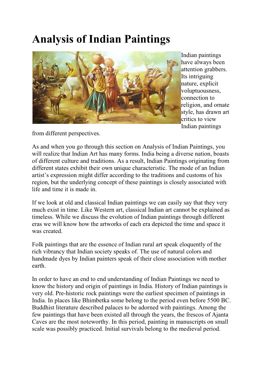 Analysis of Indian Paintings