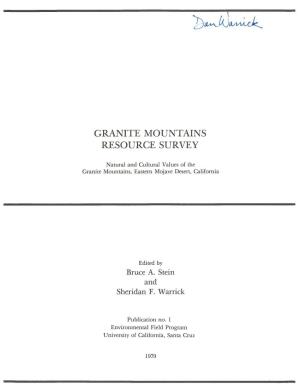 Granite Mountains Resource Survey