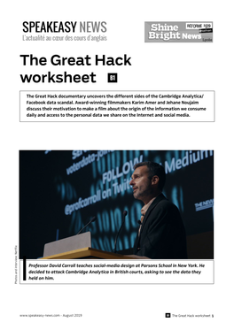 The Great Hack Worksheet B1