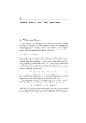 A Vectors, Tensors, and Their Operations