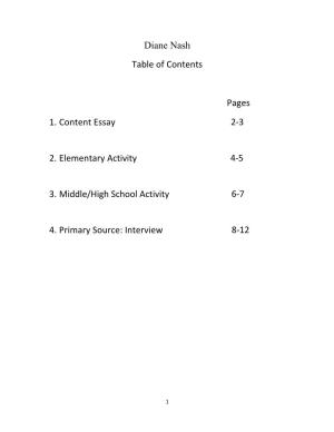 Diane Nash Table of Contents