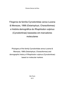 Filogenia Da Família Cynodontidae Sensu Lucena & Menezes, 1998