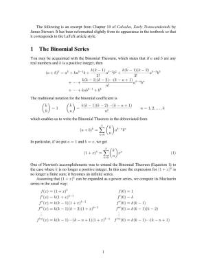 1 the Binomial Series