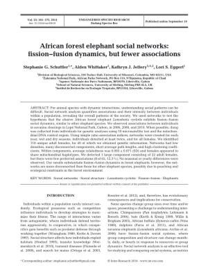 African Forest Elephant Social Networks: Fission−Fusion Dynamics, but Fewer Associations