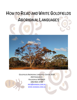 How to Read and Write Goldfields Aboriginal Languages