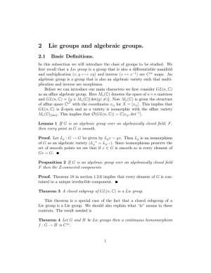 Material on Algebraic and Lie Groups