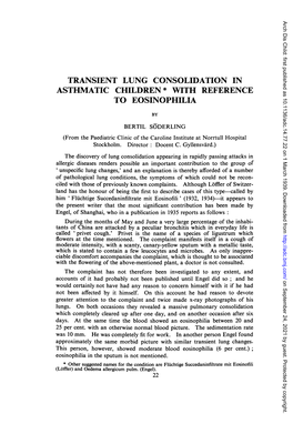 Transient Lung Consolidation in Asthmatic Children* with Reference