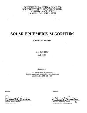 1980: Solar Ephemeris Algorithm